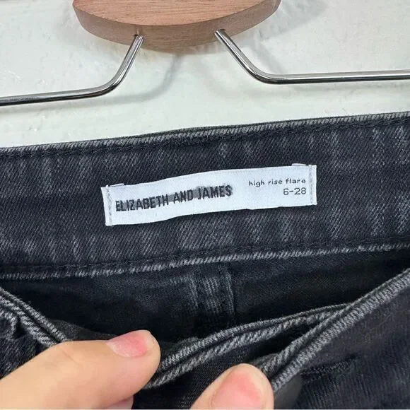 Elizabeth & James High rise flare jeans in black size 6-28 - Picture 7 of 10